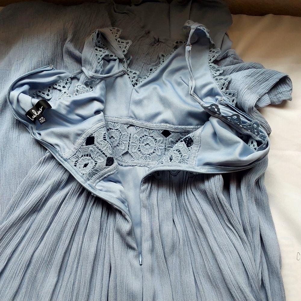 Lulu's This is Love Slate Blue Lace Maxi Dress - Picture 10 of 13